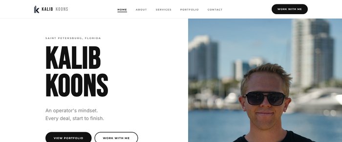 Screenshot of the Kalib Koons site rebuild